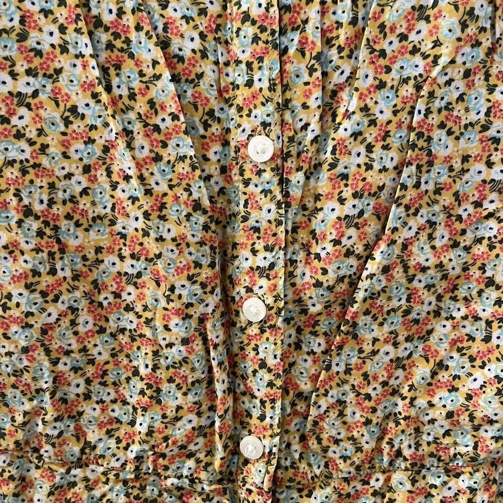 Gap Kids Mustard Yellow Floral Romper 3/4 Sleeve Girls Size Medium 8